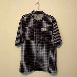 Habit Fishing Shirt Vented Peacoat Plaid UPF Large